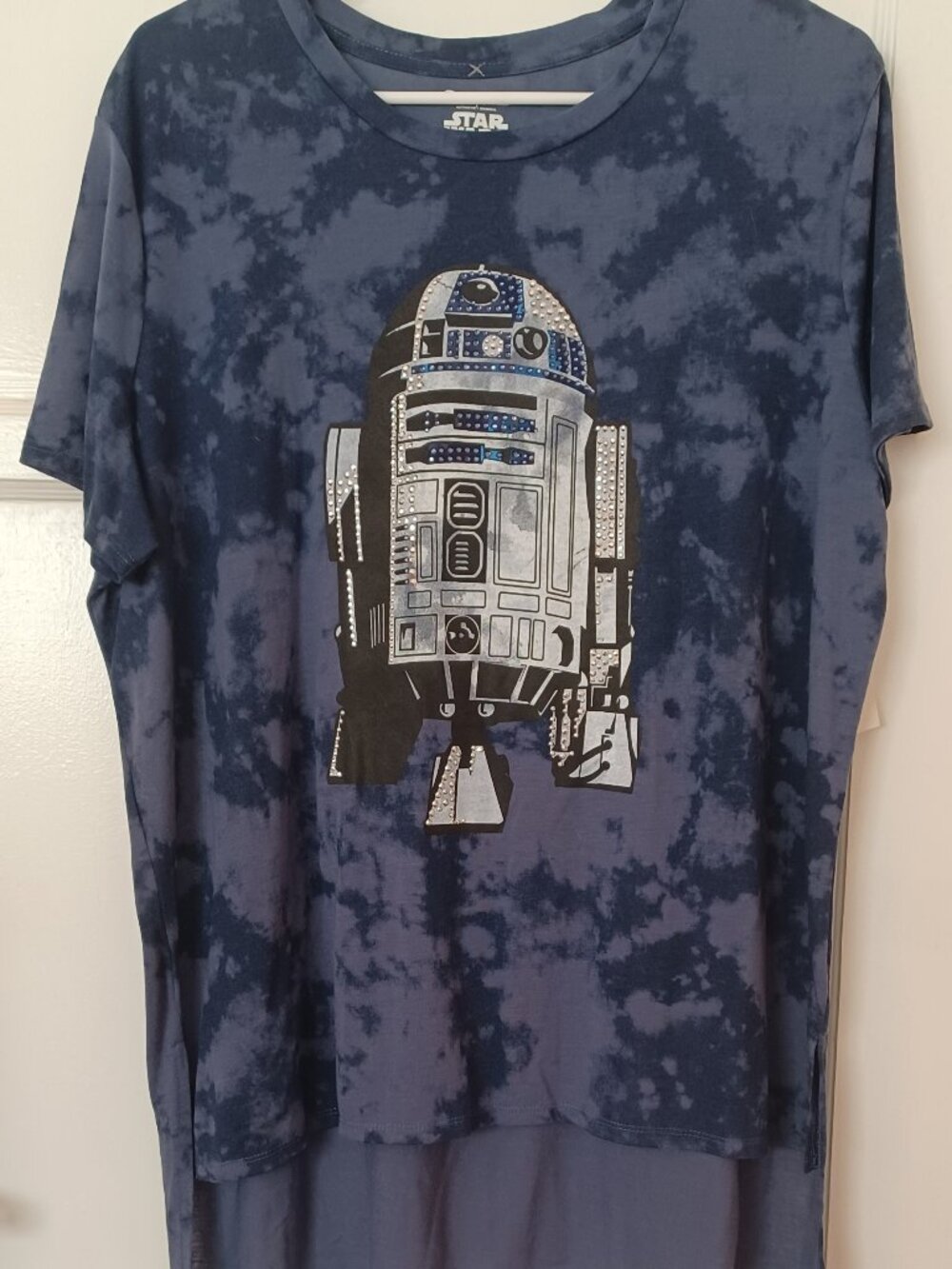 NWT Disney Star Wars R2-D2 Tie Dye Rhinestone Bling Graphic SS T-Shirt Womens XL